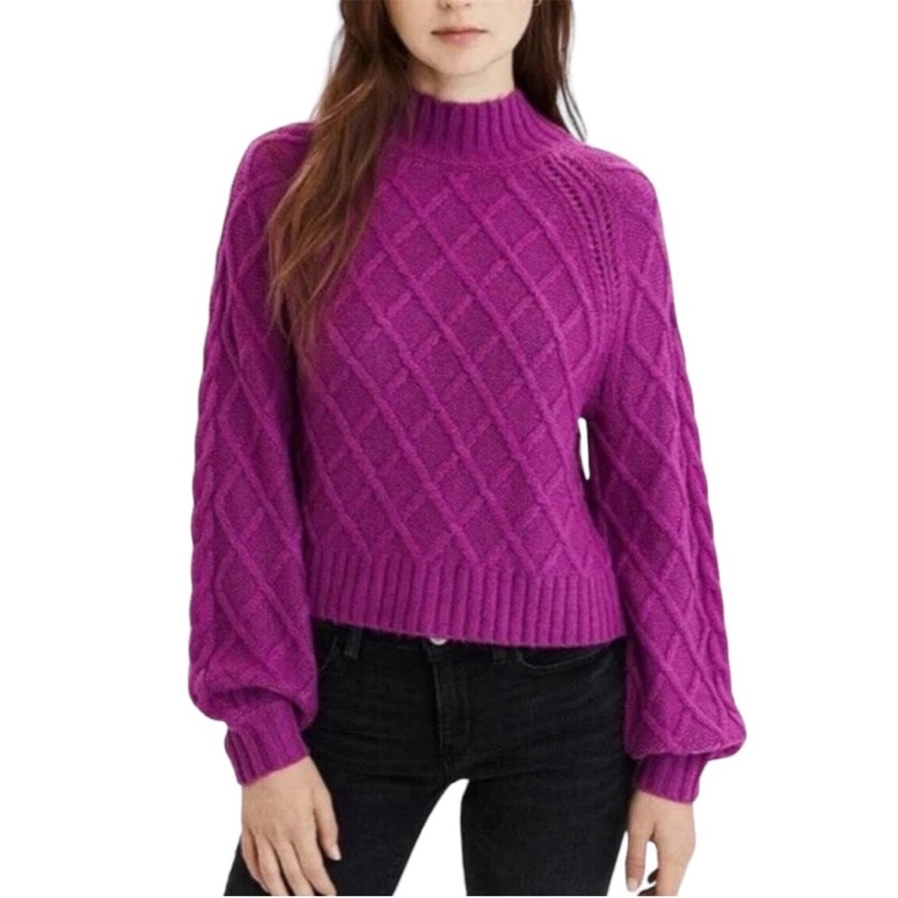 American Eagle Magenta Mock Neck Sweater.